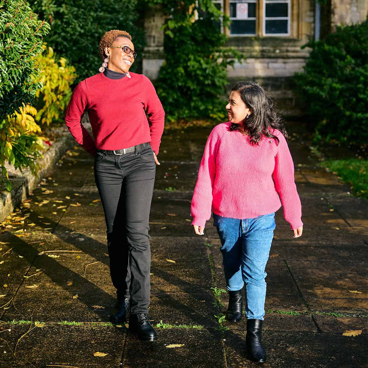 students walking around campus